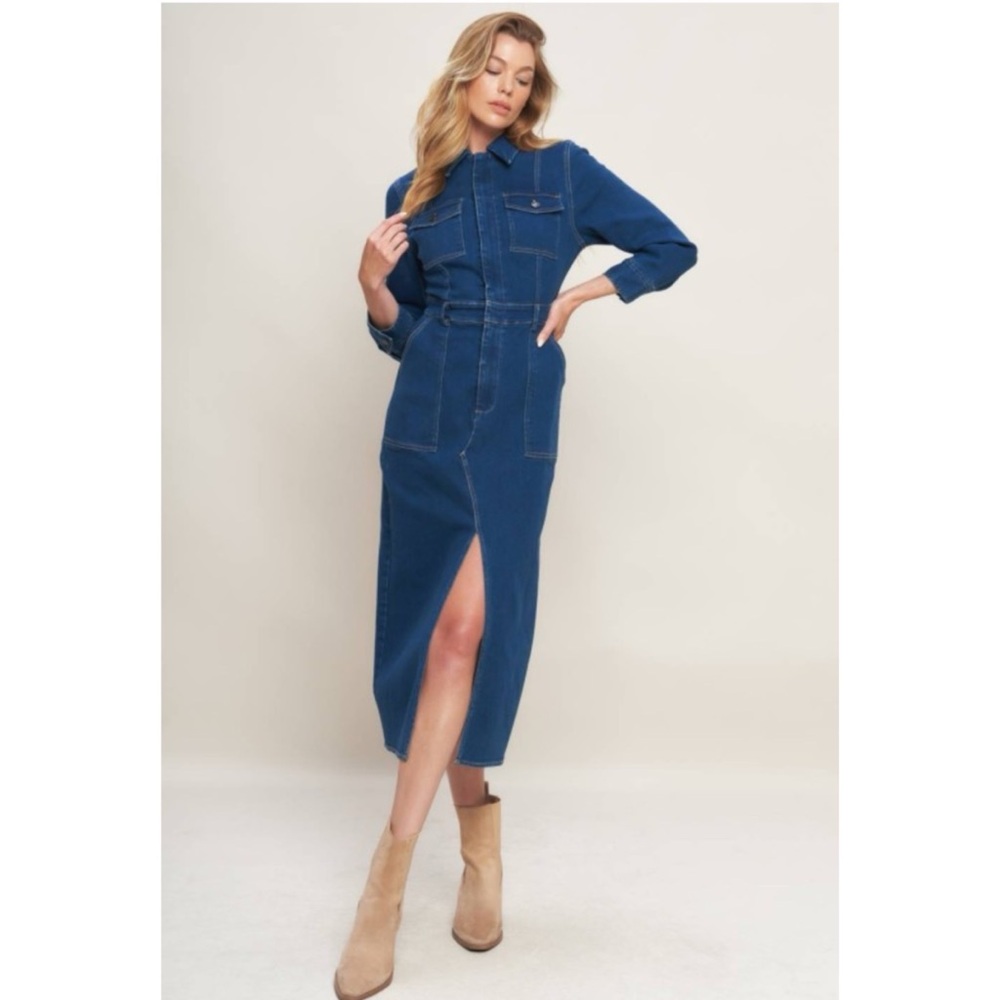 Denim Blue Midi Dress